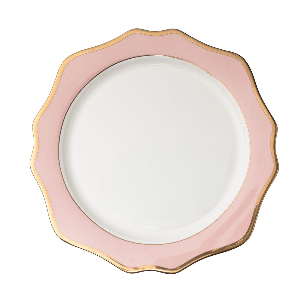 Sunflower Pink & White Gold Rimmed Charger Plate image 0