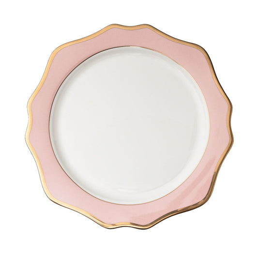 Sunflower Pink & White Gold Rimmed Charger Plate image 0