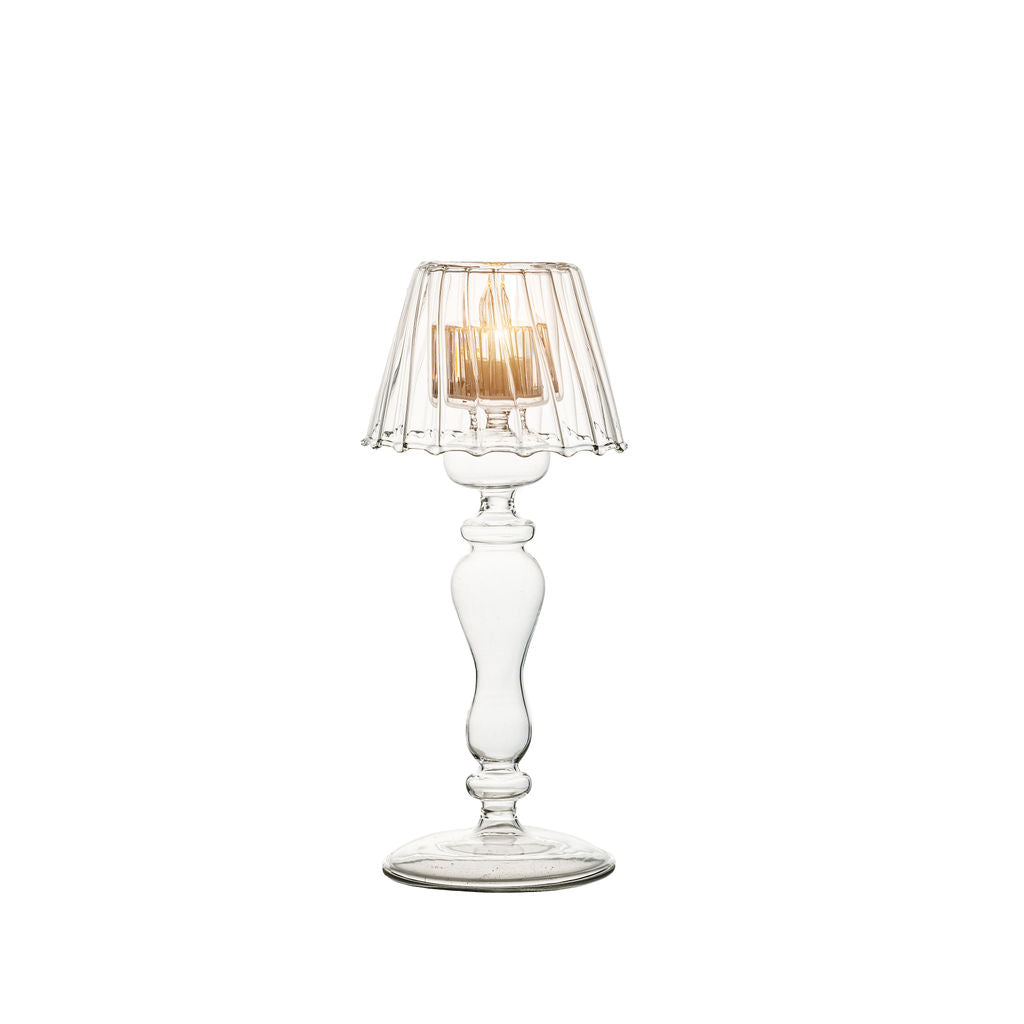 Tall Glass Lamp with LED Tealight image 0