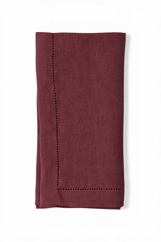 Hemstitch Edge Napkin in Burgundy