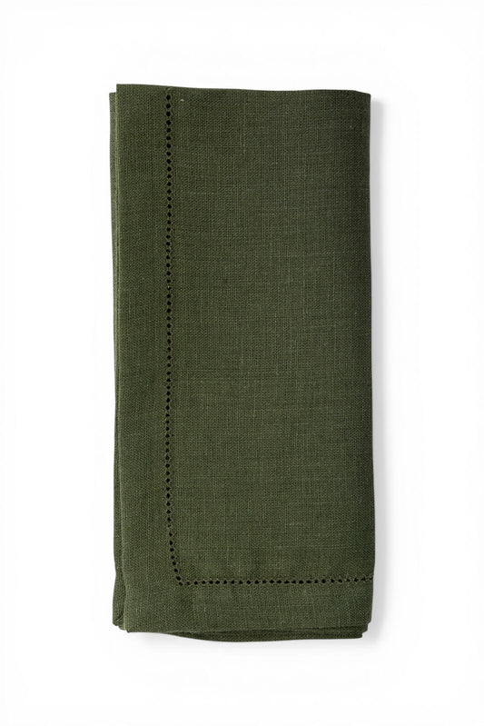 Hemstitch Edge Napkin in Forest Green