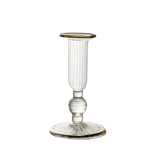 Fluted Gold Rimmed Glass Candlestick image 0