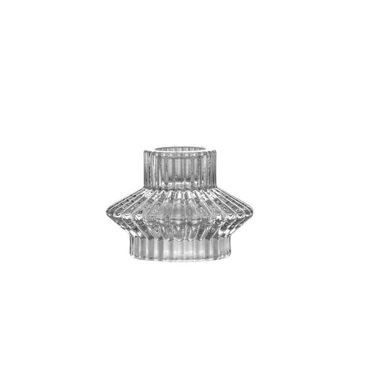 Clear Glass Ribbed Votive &  Candlestick Holder image 0