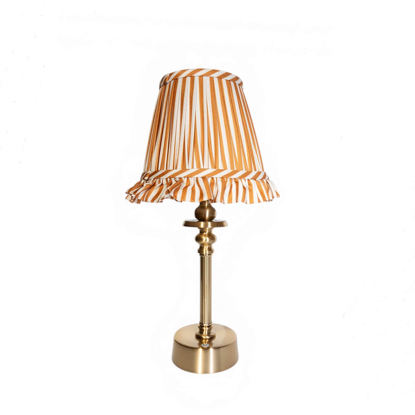 Rechargeable Pooky Lamp with 18cm Mustard Stripe Ruffle Shade