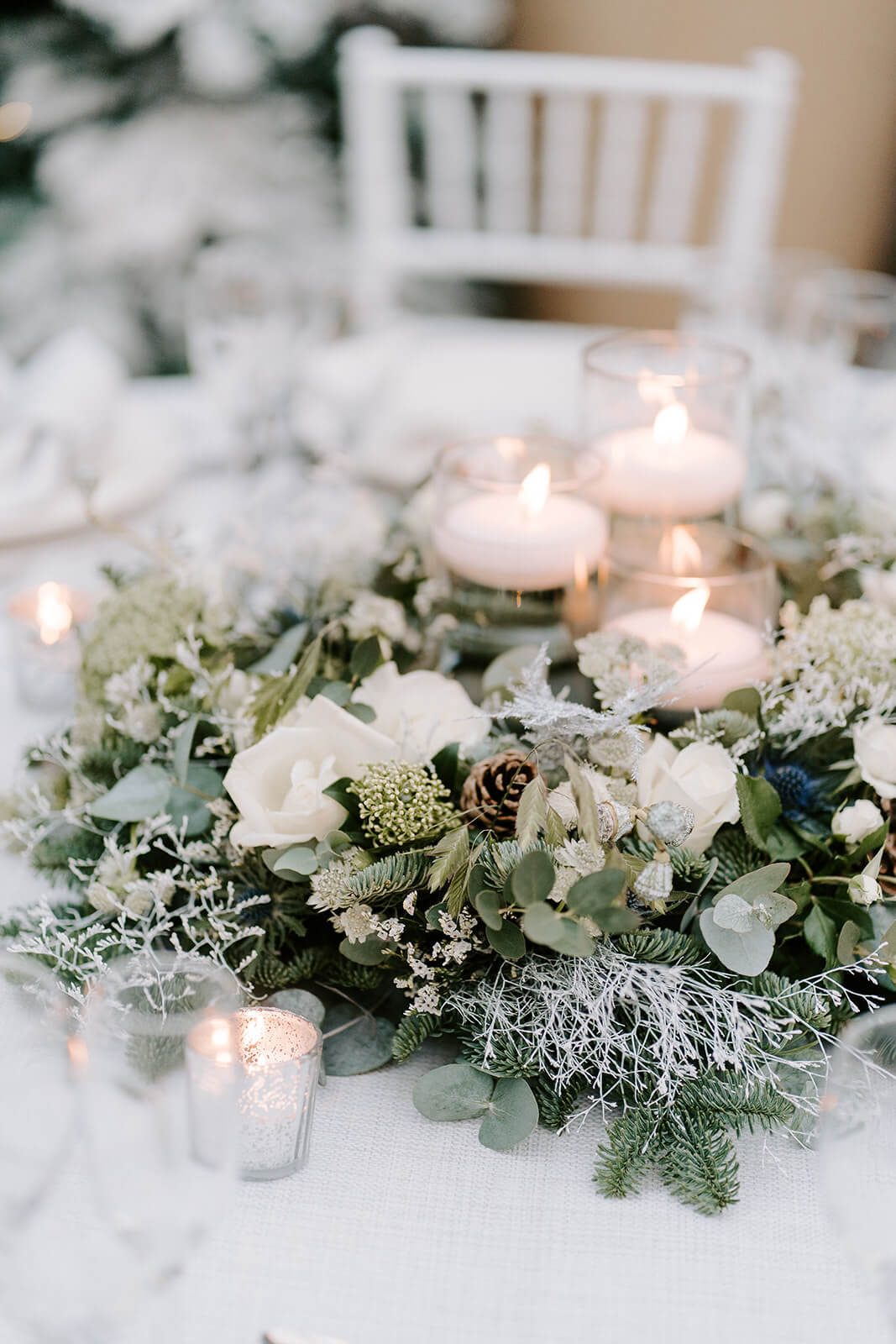 Glass Cylinders and Silver Votives