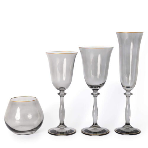 Santorini Smoke Gold Rimmed Glassware Collection scaled