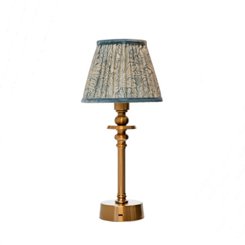 Pooky Phileas Lamp with Blue Morris Print Shade