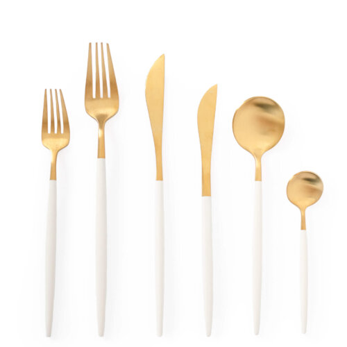 Delphine White & Gold Cutlery Collection