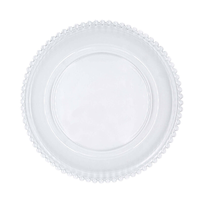 Clear Beaded Glass Charger Plate