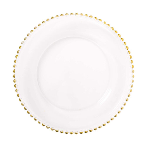 The Elegance Gold Beaded Glass Charger Plate