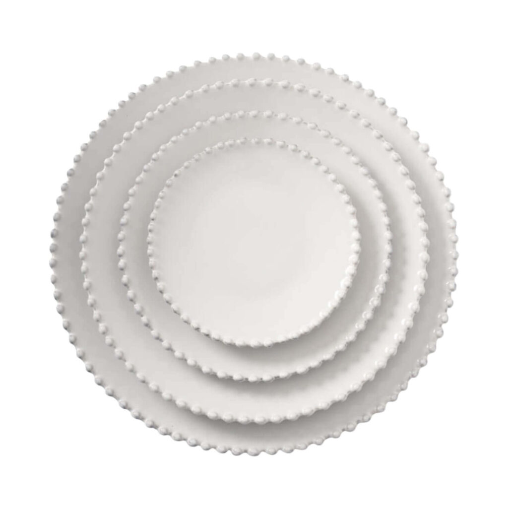 pearl edge white crockery hire