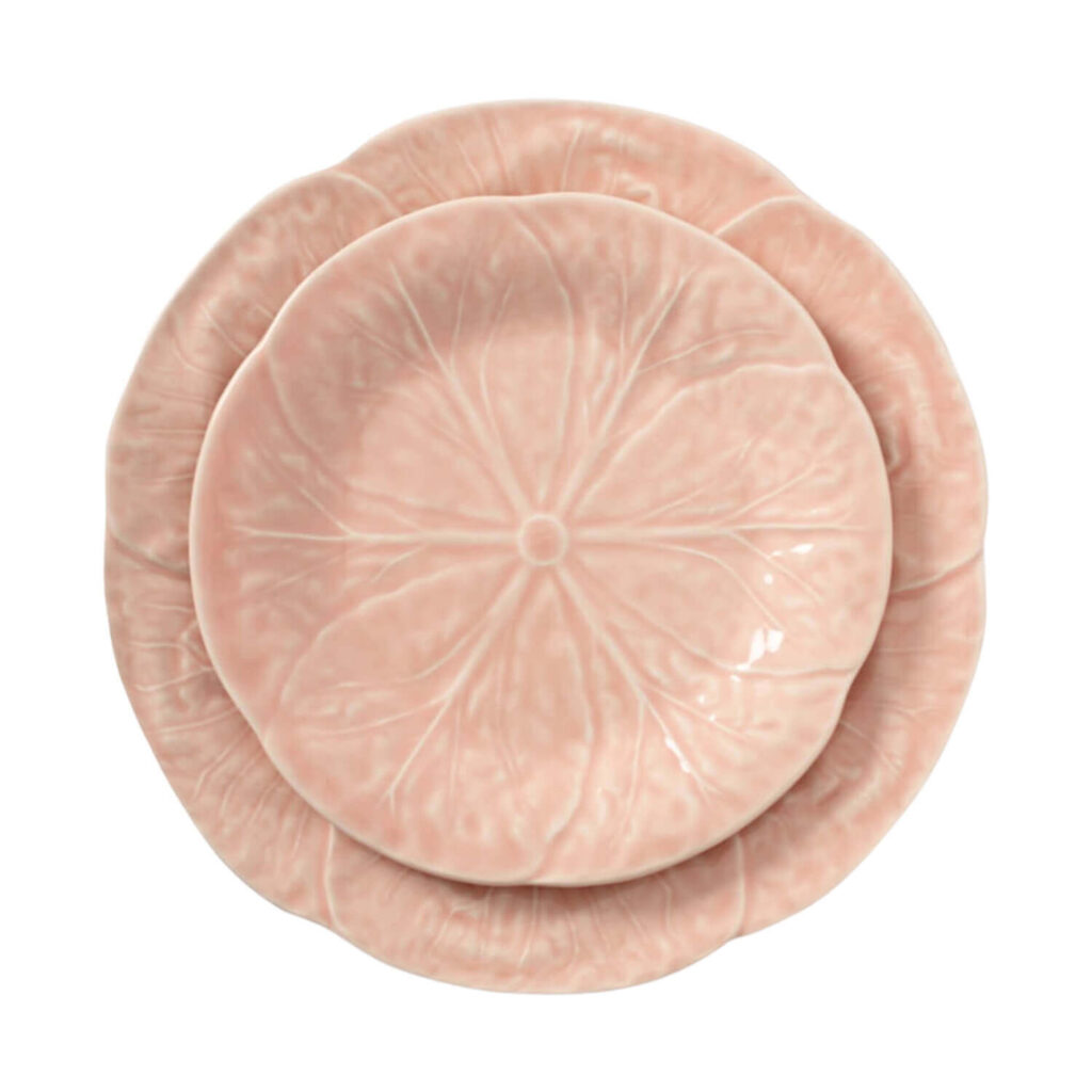 pink cabbage leaf crockery hire 1