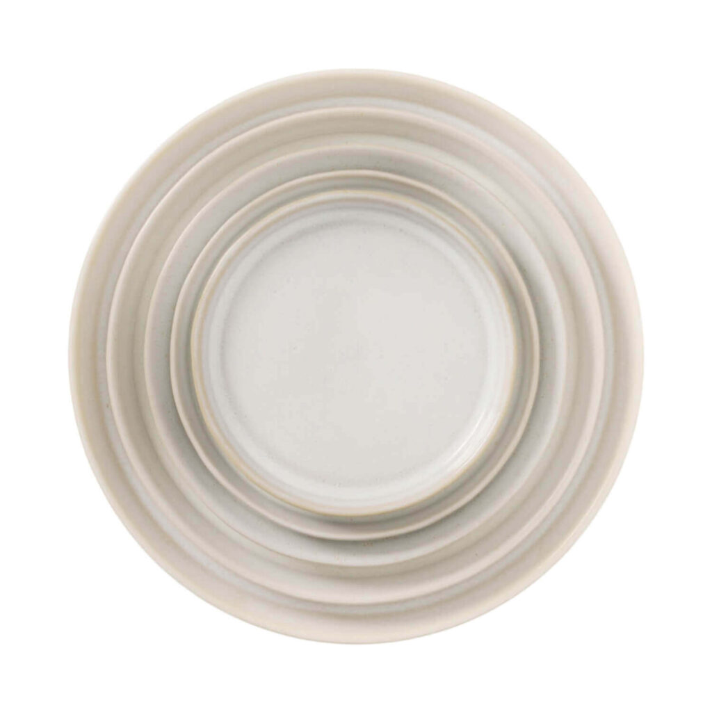 stone coloured crockery hire