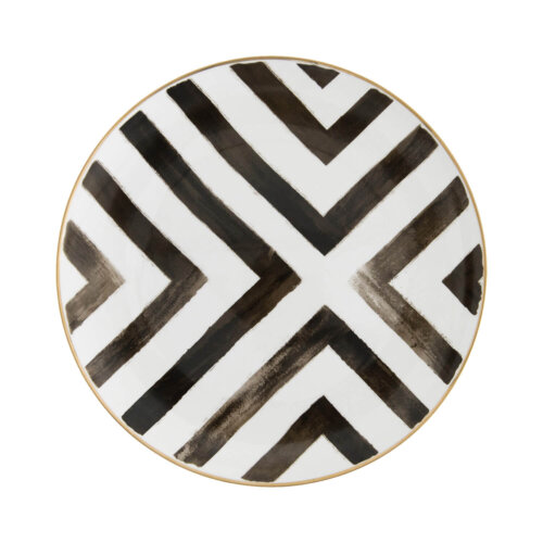 Black & White Strip Charger Plate