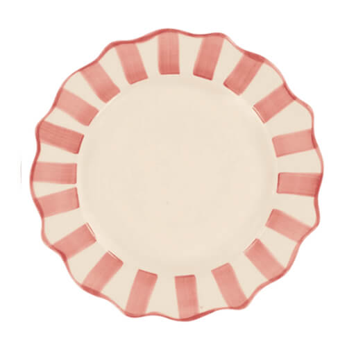 pink stripy plate dinner