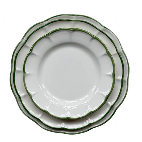 Green Rim Dinnerware Hire