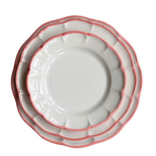 Pink Rim Dinnerware Hire